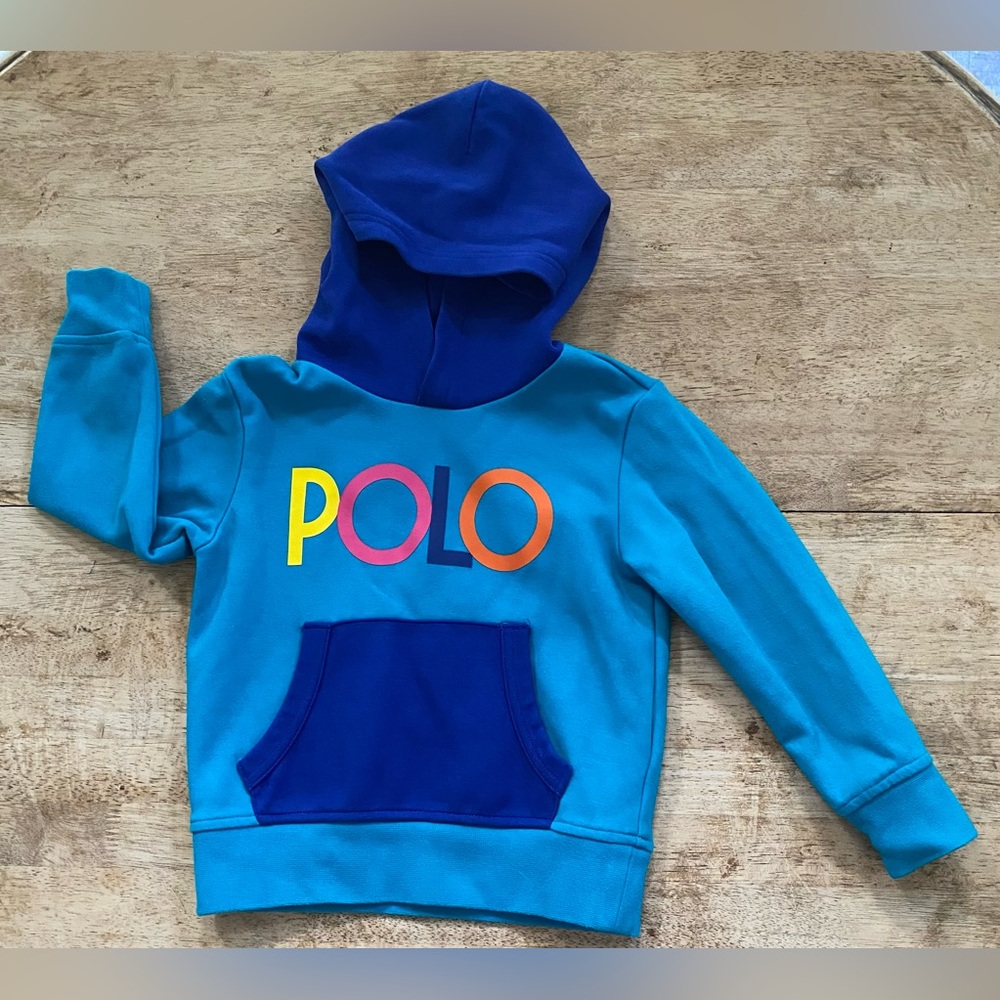 Polo Ralph Lauren Kid’s Sz‎ 3/3T Blue Color Block Logo Hoodie
